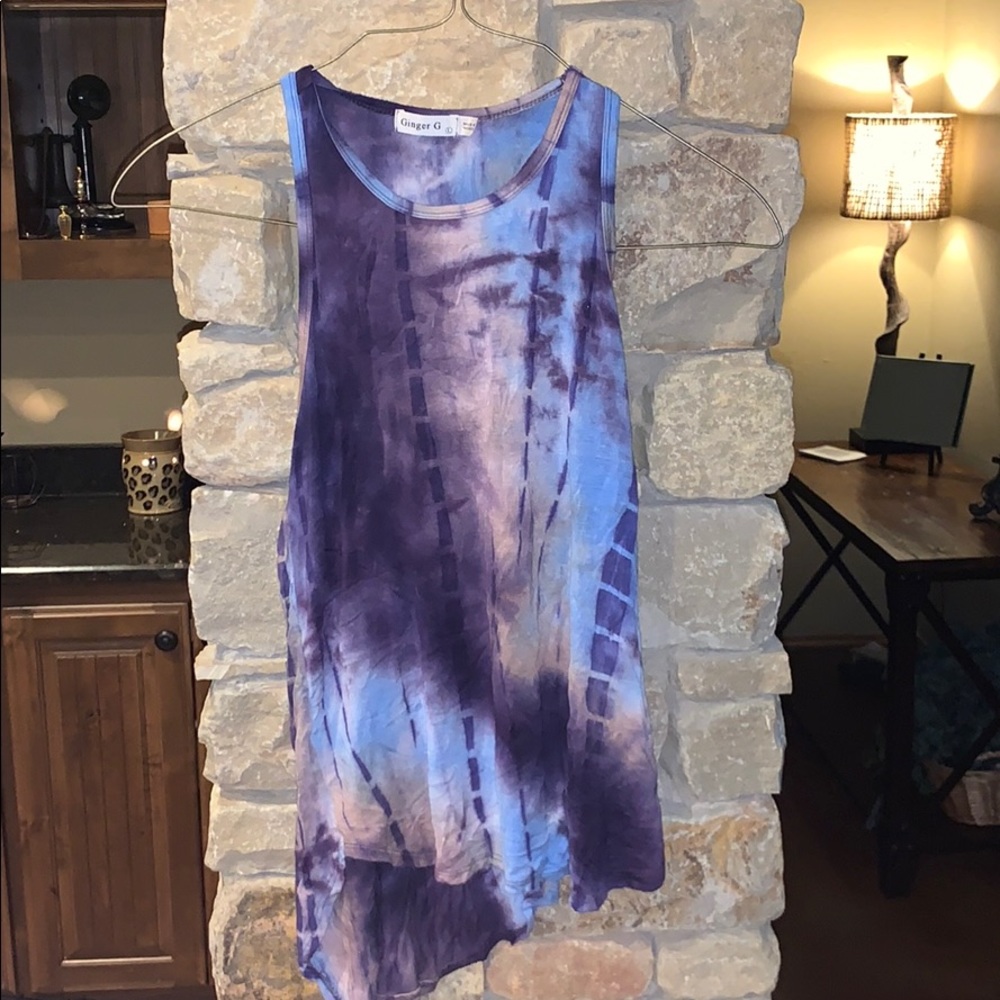Purple tie dye soft tank top